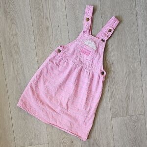 Vintage OshKosh Pink Tab Pink Floral Overall Dress / Dressall, Size 6X